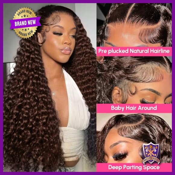 30 Inch Deep Wave Lace Front Wig Human Hair 210 Density 13x6 HD Glueless main image 3